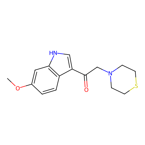 1-(6-methoxy-1H-indol-3-yl)-2-thiomorpholin-4-ylethanone structure