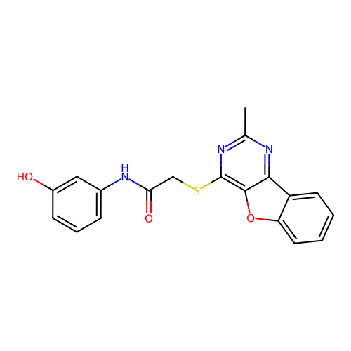 N-(3-hydroxyphenyl)-2-((2-methylbenzofuro[3,2-d]pyrimidin-4-yl)thio)acetamide structure