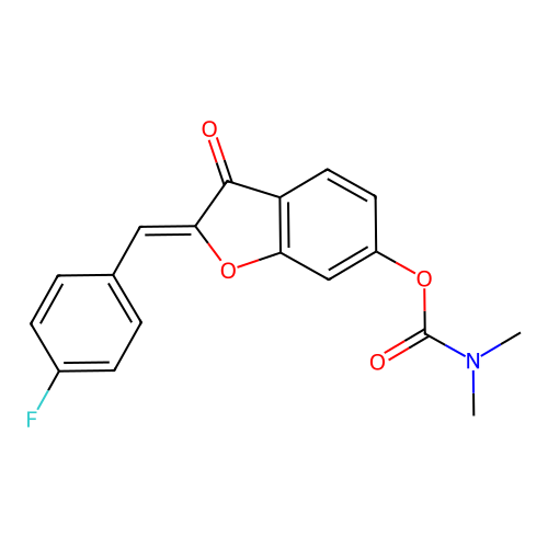 (Z)-2-(4-fluorobenzylidene)-3-oxo-2,3-dihydrobenzofuran-6-yl dimethylcarbamate structure