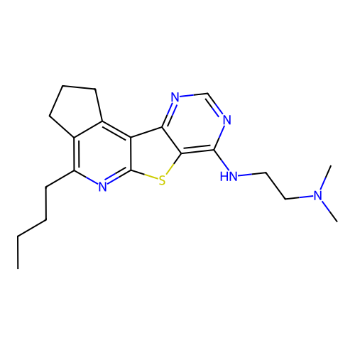 N'-(4-butyl-2,3-dihydro-1H-cyclopenta[4',5']pyrido[3',2':4,5]thieno[3,2-d]pyrimidin-7-yl)-N,N-dimethylethane-1,2-diamine structure