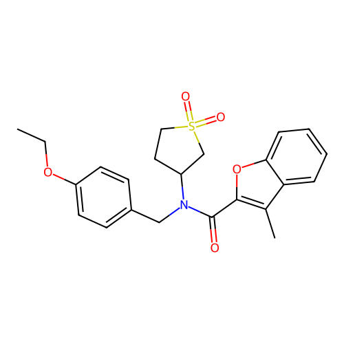 N-(1,1-dioxidotetrahydrothiophen-3-yl)-N-(4-ethoxybenzyl)-3-methyl-1-benzofuran-2-carboxamide structure