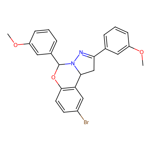 9-Bromo-2,5-bis(3-methoxyphenyl)-1,10b-dihydropyrazolo[1,5-c][1,3]benzoxazine structure