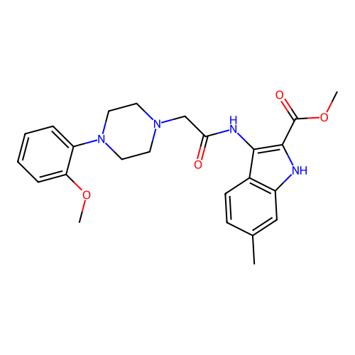methyl 3-(2-(4-(2-methoxyphenyl)piperazin-1-yl)acetamido)-6-methyl-1H-indole-2-carboxylate structure