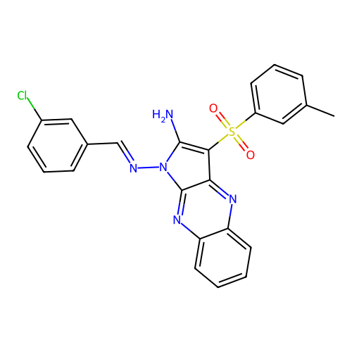 (E)-N1-(3-chlorobenzylidene)-3-(m-tolylsulfonyl)-1H-pyrrolo[2,3-b]quinoxaline-1,2-diamine structure