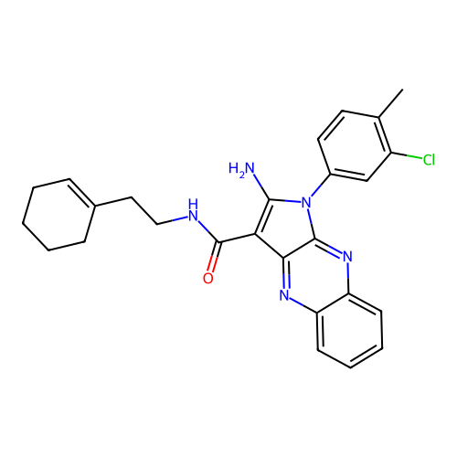 2-amino-1-(3-chloro-4-methylphenyl)-N-(2-(cyclohex-1-en-1-yl)ethyl)-1H-pyrrolo[2,3-b]quinoxaline-3-carboxamide structure
