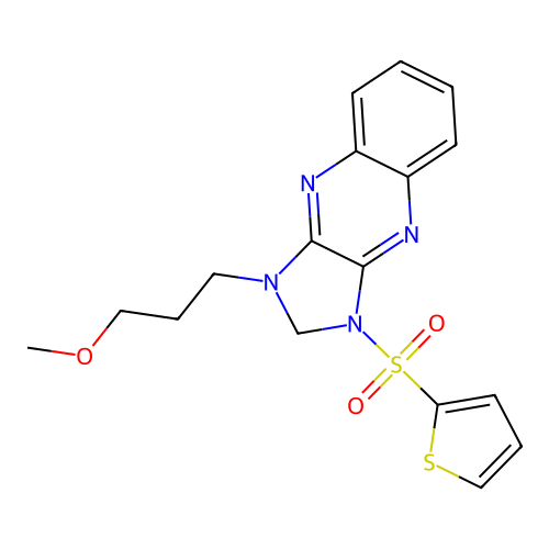 1-(3-methoxypropyl)-3-(thiophen-2-ylsulfonyl)-2,3-dihydro-1H-imidazo[4,5-b]quinoxaline structure