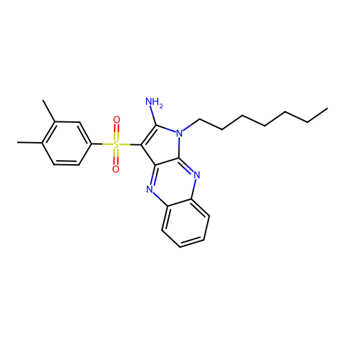 3-((3,4-dimethylphenyl)sulfonyl)-1-heptyl-1H-pyrrolo[2,3-b]quinoxalin-2-amine structure
