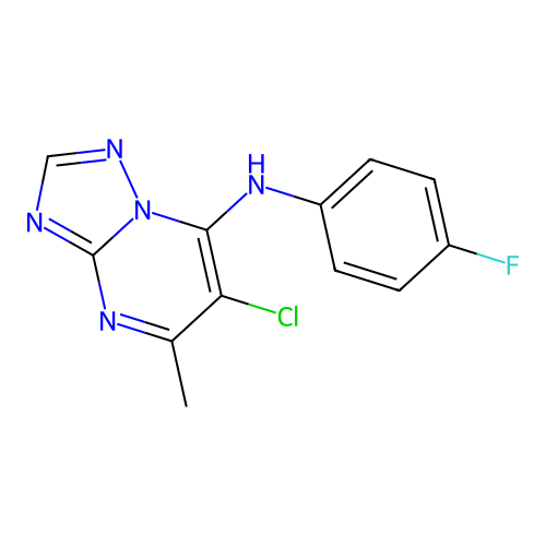 6-chloro-N-(4-fluorophenyl)-5-methyl-[1,2,4]triazolo[1,5-a]pyrimidin-7-amine structure