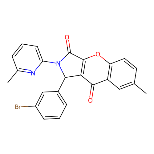 1-(3-bromophenyl)-7-methyl-2-(6-methylpyridin-2-yl)-1,2-dihydrochromeno[2,3-c]pyrrole-3,9-dione structure