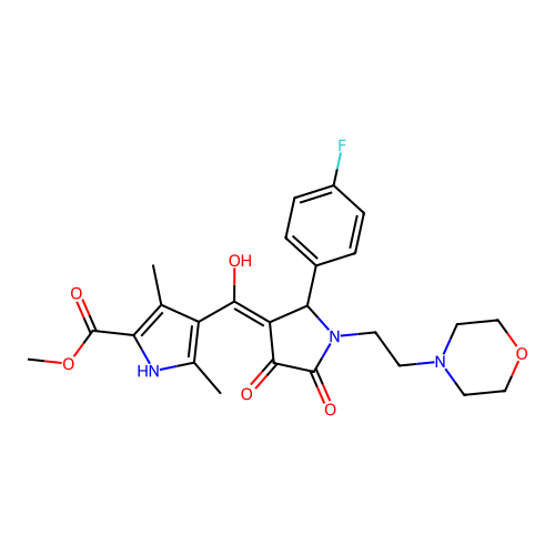 methyl 4-(2-(4-fluorophenyl)-4-hydroxy-1-(2-morpholinoethyl)-5-oxo-2,5-dihydro-1H-pyrrole-3-carbonyl)-3,5-dimethyl-1H-pyrrole-2-carboxylate structure