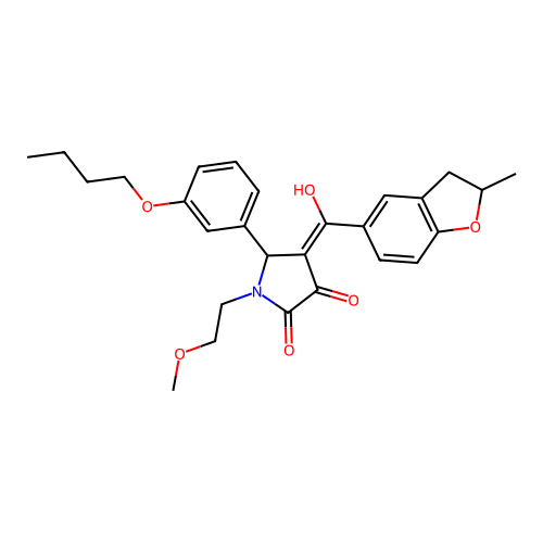 5-(3-butoxyphenyl)-3-hydroxy-1-(2-methoxyethyl)-4-(2-methyl-2,3-dihydro-1-benzofuran-5-carbonyl)-2,5-dihydro-1H-pyrrol-2-one structure