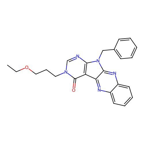 11-benzyl-3-(3-ethoxypropyl)-3H-pyrimido[5',4':4,5]pyrrolo[2,3-b]quinoxalin-4(11H)-one structure