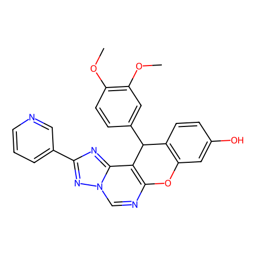 12-(3,4-dimethoxyphenyl)-2-(pyridin-3-yl)-12H-chromeno[3,2-e][1,2,4]triazolo[1,5-c]pyrimidin-9-ol structure