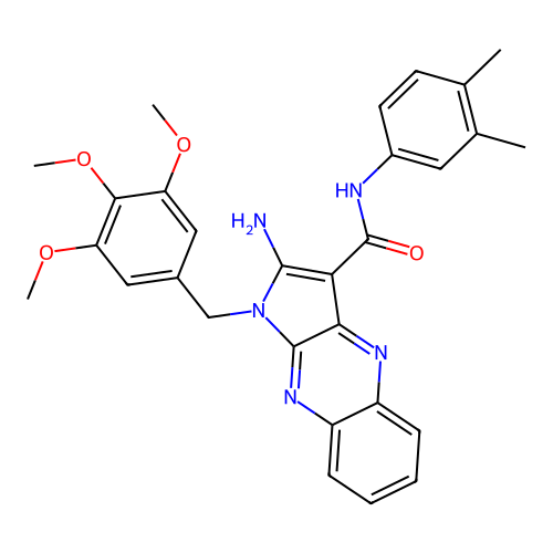2-amino-N-(3,4-dimethylphenyl)-1-(3,4,5-trimethoxybenzyl)-1H-pyrrolo[2,3-b]quinoxaline-3-carboxamide structure