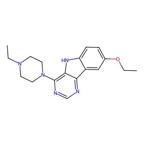 8-ethoxy-4-(4-ethylpiperazin-1-yl)-5H-pyrimido[5,4-b]indole structure