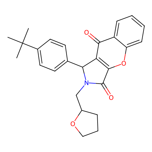 1-(4-tert-butylphenyl)-2-(tetrahydrofuran-2-ylmethyl)-1,2-dihydrochromeno[2,3-c]pyrrole-3,9-dione structure