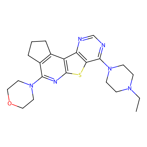 4-(7-(4-ethylpiperazin-1-yl)-2,3-dihydro-1H-cyclopenta[4',5']pyrido[3',2':4,5]thieno[3,2-d]pyrimidin-4-yl)morpholine structure