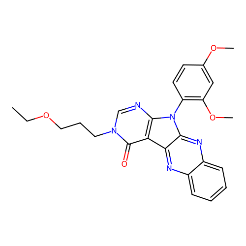11-(2,4-dimethoxyphenyl)-3-(3-ethoxypropyl)-3,11-dihydro-4H-pyrimido[5',4':4,5]pyrrolo[2,3-b]quinoxalin-4-one structure