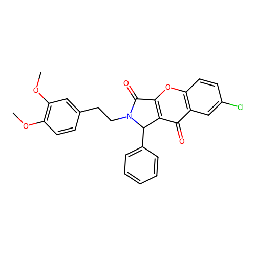 7-chloro-2-(3,4-dimethoxyphenethyl)-1-phenyl-1,2-dihydrochromeno[2,3-c]pyrrole-3,9-dione structure