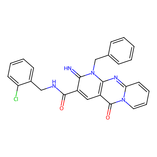 1-benzyl-N-(2-chlorobenzyl)-2-imino-5-oxo-1,5-dihydro-2H-dipyrido[1,2-a:2',3'-d]pyrimidine-3-carboxamide structure