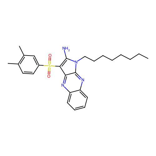 3-((3,4-dimethylphenyl)sulfonyl)-1-octyl-1H-pyrrolo[2,3-b]quinoxalin-2-amine structure
