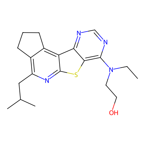 2-(ethyl(4-isobutyl-2,3-dihydro-1H-cyclopenta[4',5']pyrido[3',2':4,5]thieno[3,2-d]pyrimidin-7-yl)amino)ethanol structure