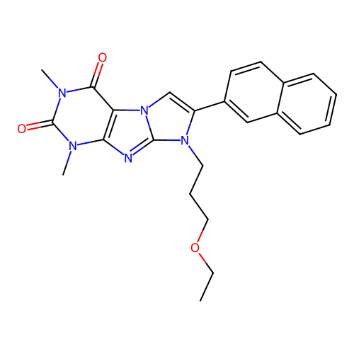 8-(3-ethoxypropyl)-1,3-dimethyl-7-(naphthalen-2-yl)-1H-imidazo[2,1-f]purine-2,4(3H,8H)-dione structure