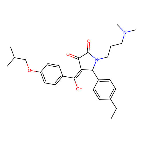 (4E)-1-[3-(dimethylamino)propyl]-5-(4-ethylphenyl)-4-[hydroxy-[4-(2-methylpropoxy)phenyl]methylidene]pyrrolidine-2,3-dione structure