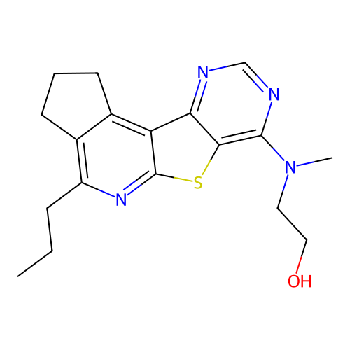 2-(methyl(4-propyl-2,3-dihydro-1H-cyclopenta[4',5']pyrido[3',2':4,5]thieno[3,2-d]pyrimidin-7-yl)amino)ethanol structure
