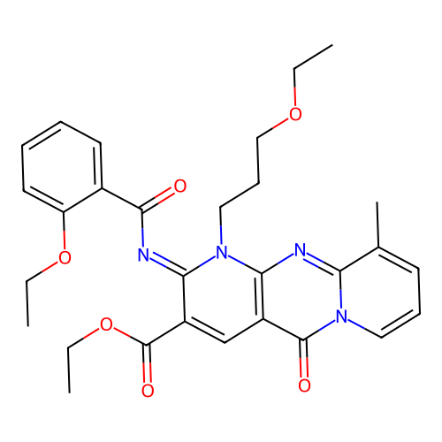 (Z)-ethyl 2-((2-ethoxybenzoyl)imino)-1-(3-ethoxypropyl)-10-methyl-5-oxo-2,5-dihydro-1H-dipyrido[1,2-a:2',3'-d]pyrimidine-3-carboxylate structure