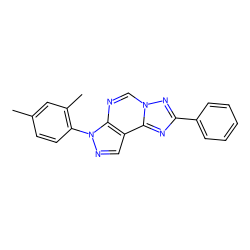 3-(2,4-dimethylphenyl)-8-phenyl-6-hydropyrazolo[5,4-d]1,2,4-triazolo[1,5-e]pyr imidine structure