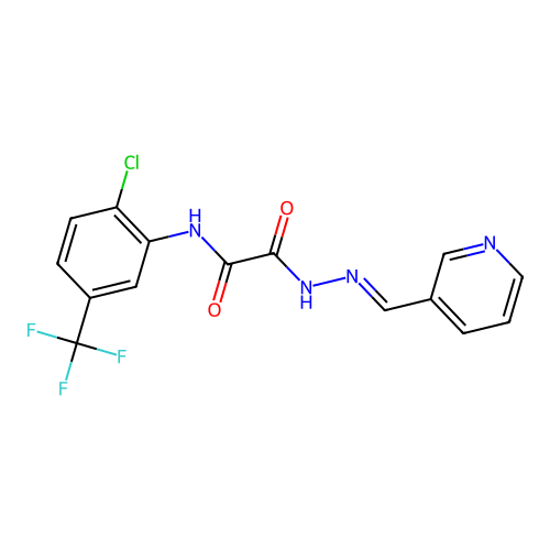 N-[2-chloro-5-(trifluoromethyl)phenyl]-N'-[(E)-pyridin-3-ylmethylideneamino]oxamide structure