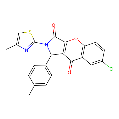 7-chloro-2-(4-methylthiazol-2-yl)-1-(p-tolyl)-1,2-dihydrochromeno[2,3-c]pyrrole-3,9-dione structure