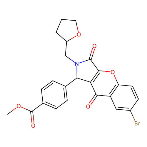 methyl 4-[7-bromo-3,9-dioxo-2-(oxolan-2-ylmethyl)-1H-chromeno[2,3-c]pyrrol-1-yl]benzoate structure