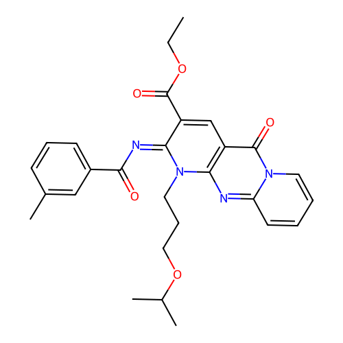 (Z)-ethyl 1-(3-isopropoxypropyl)-2-((3-methylbenzoyl)imino)-5-oxo-2,5-dihydro-1H-dipyrido[1,2-a:2',3'-d]pyrimidine-3-carboxylate structure