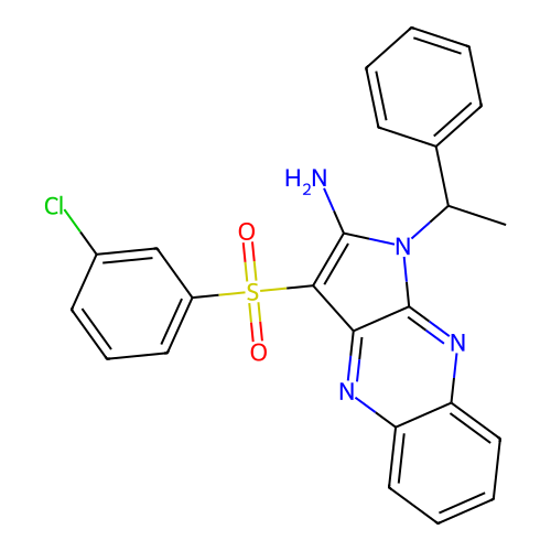 3-[(3-chlorophenyl)sulfonyl]-1-(1-phenylethyl)-1H-pyrrolo[2,3-b]quinoxalin-2-amine structure