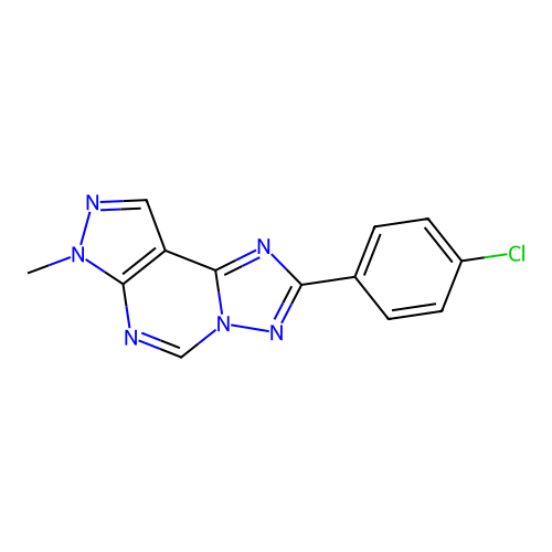 2-(4-chlorophenyl)-7-methyl-7H-pyrazolo[4,3-e][1,2,4]triazolo[1,5-c]pyrimidine structure