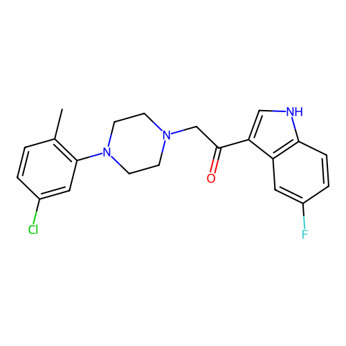 2-[4-(5-chloro-2-methylphenyl)piperazin-1-yl]-1-(5-fluoro-1H-indol-3-yl)ethanone structure