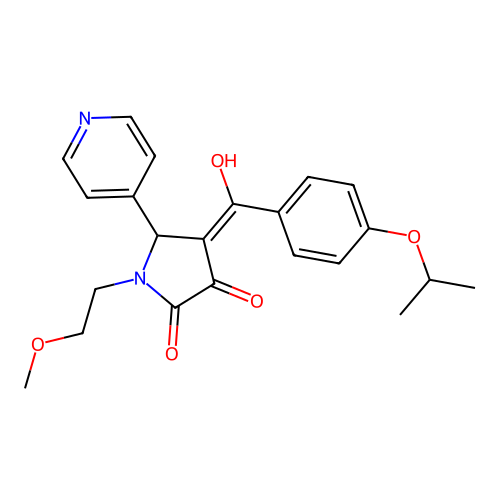 (4E)-4-[hydroxy-(4-propan-2-yloxyphenyl)methylidene]-1-(2-methoxyethyl)-5-pyridin-4-ylpyrrolidine-2,3-dione structure