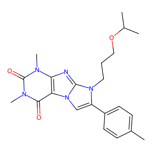 1,3-dimethyl-7-(4-methylphenyl)-8-[3-(propan-2-yloxy)propyl]-1H-imidazo[2,1-f]purine-2,4(3H,8H)-dione structure