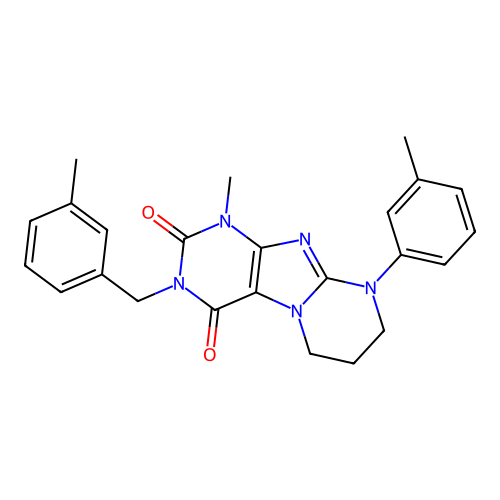 1-methyl-3-(3-methylbenzyl)-9-(3-methylphenyl)-6,7,8,9-tetrahydropyrimido[2,1-f]purine-2,4(1H,3H)-dione structure