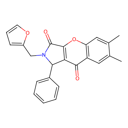 2-(furan-2-ylmethyl)-6,7-dimethyl-1-phenyl-1,2-dihydrochromeno[2,3-c]pyrrole-3,9-dione structure