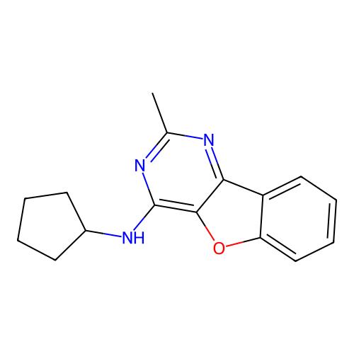 N-cyclopentyl-2-methyl-[1]benzofuro[3,2-d]pyrimidin-4-amine structure