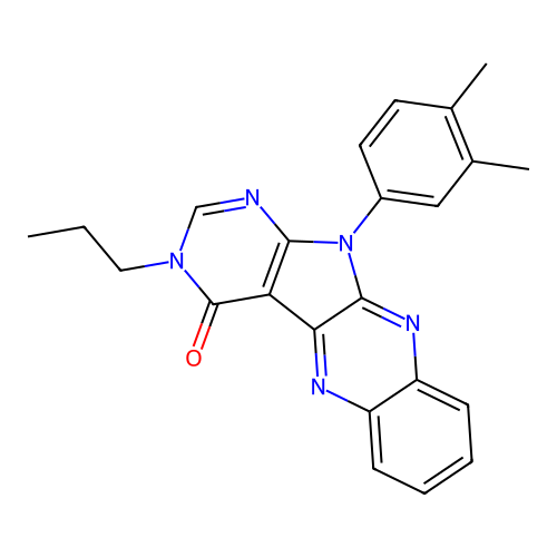 11-(3,4-dimethylphenyl)-3-propyl-3,11-dihydro-4H-pyrimido[5',4':4,5]pyrrolo[2,3-b]quinoxalin-4-one structure