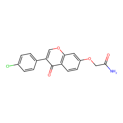 2-((3-(4-chlorophenyl)-4-oxo-4H-chromen-7-yl)oxy)acetamide structure
