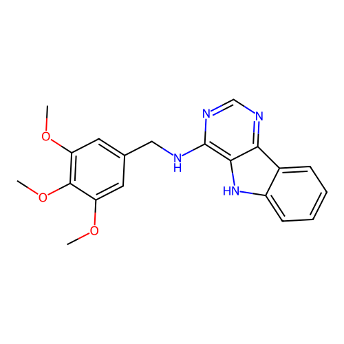 N-(3,4,5-trimethoxybenzyl)-5H-pyrimido[5,4-b]indol-4-amine structure