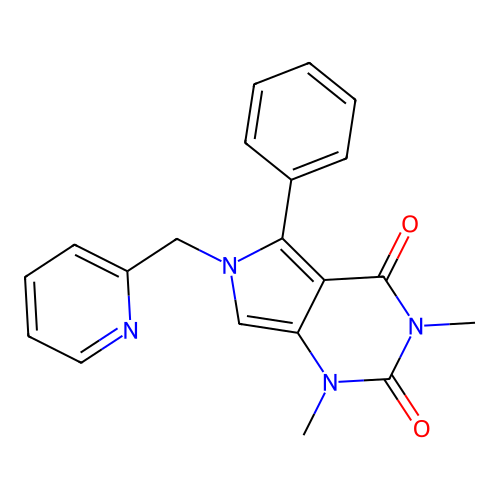 1,3-dimethyl-5-phenyl-6-(pyridin-2-ylmethyl)-1H-pyrrolo[3,4-d]pyrimidine-2,4(3H,6H)-dione structure