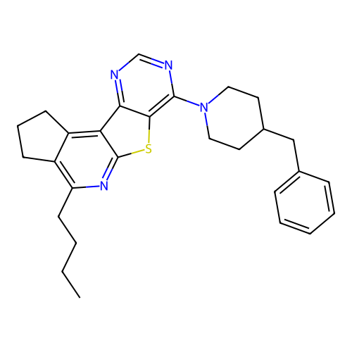 7-(4-benzylpiperidin-1-yl)-4-butyl-2,3-dihydro-1H-cyclopenta[4',5']pyrido[3',2':4,5]thieno[3,2-d]pyrimidine structure