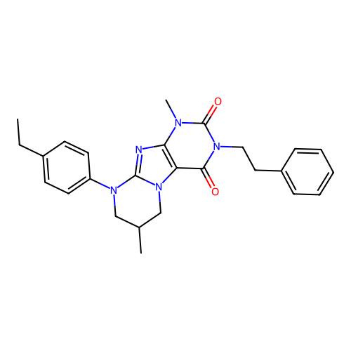 9-(4-ethylphenyl)-1,7-dimethyl-3-(2-phenylethyl)-1H,2H,3H,4H,6H,7H,8H,9H-pyrimido[1,2-g]purine-2,4-dione structure