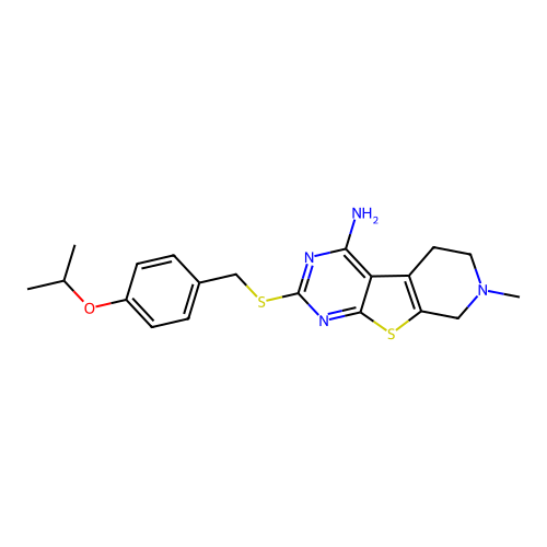 2-((4-isopropoxybenzyl)thio)-7-methyl-5,6,7,8-tetrahydropyrido[4',3':4,5]thieno[2,3-d]pyrimidin-4-amine structure